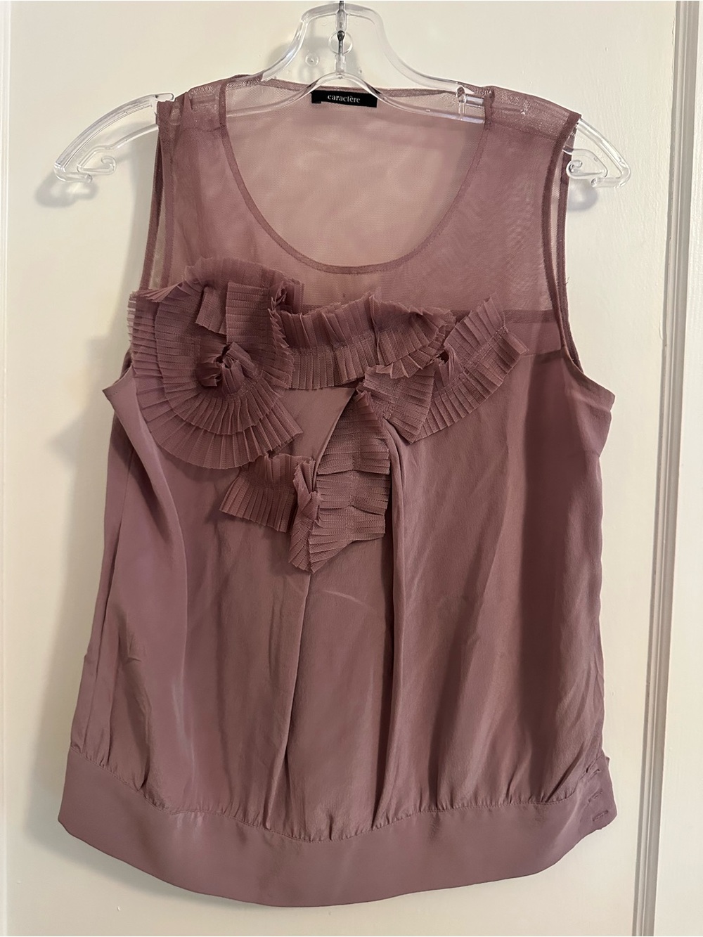Caractere Mauve Ruffle Mesh and 100% Silk